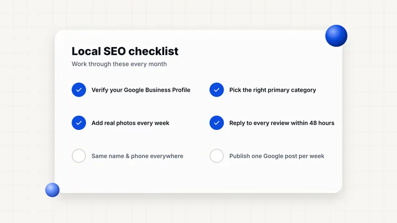 Local SEO monthly checklist